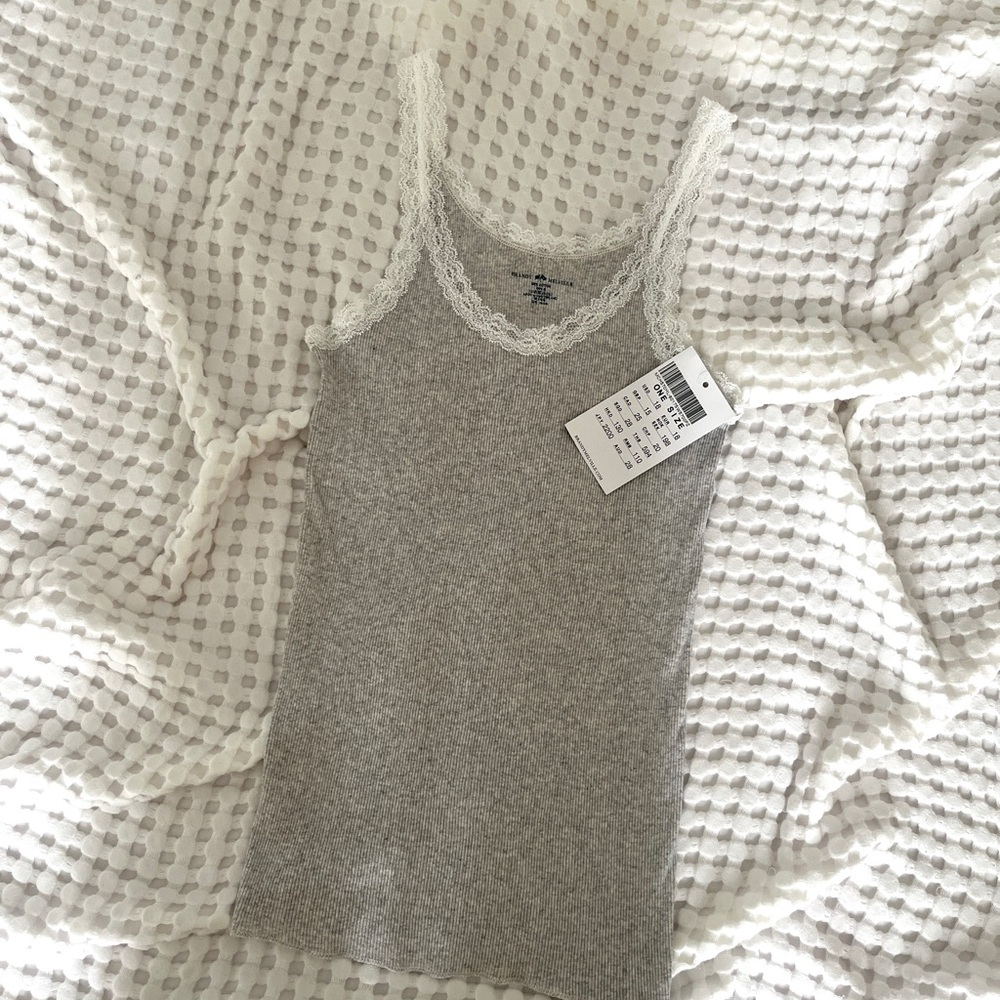 brandy melville ♡ long grey tank top lace - elena gilbert